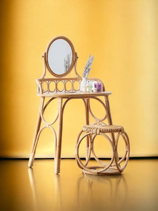 Elite Cane GRWM Dressing Table with Stool